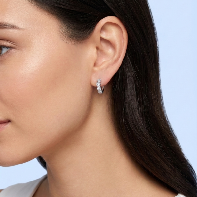 Linked Heart Huggies Earrings