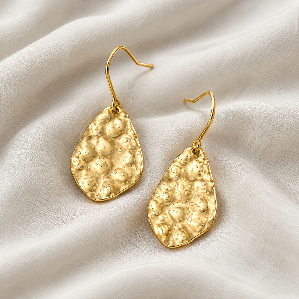 Juliette Textured Gold Drop Earrings