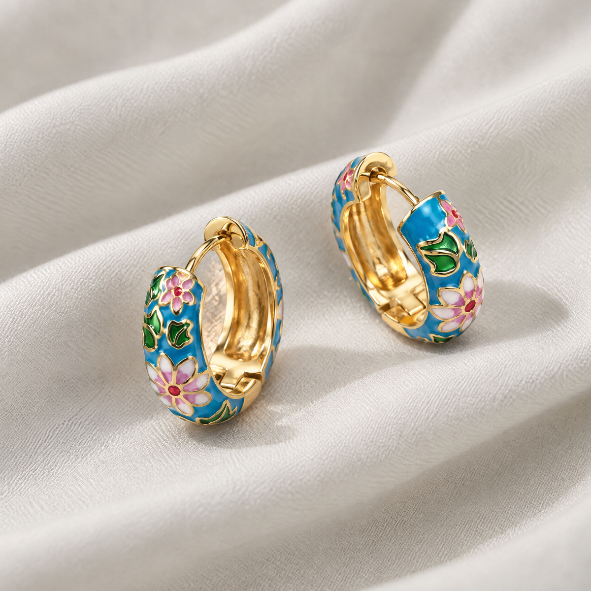 Blair Floral Gold Hoop Earrings