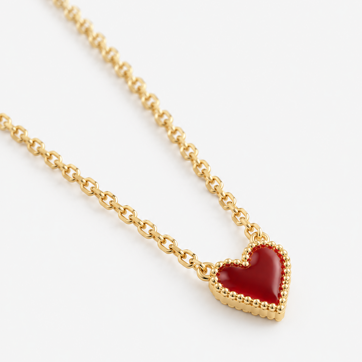 Ruby Heart Gold Necklace
