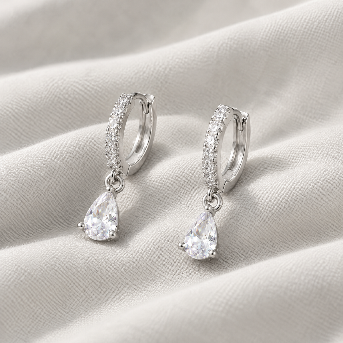 Celine Silver Crystal Hoop Earrings