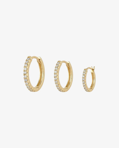Small Pavé Gold Hoop Earrings Set