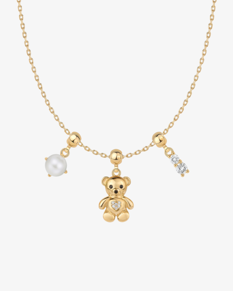 Teddy Bear Charm Set Necklace
