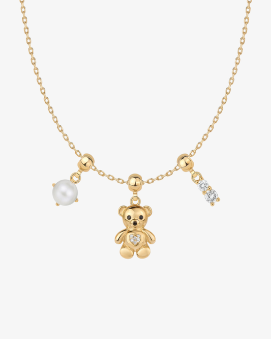 Teddy Bear Charm Set Necklace