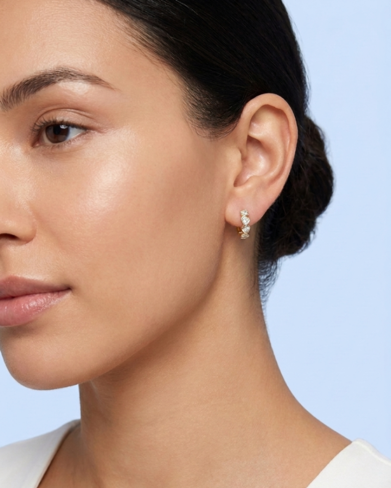 Linked Heart Huggies Earrings