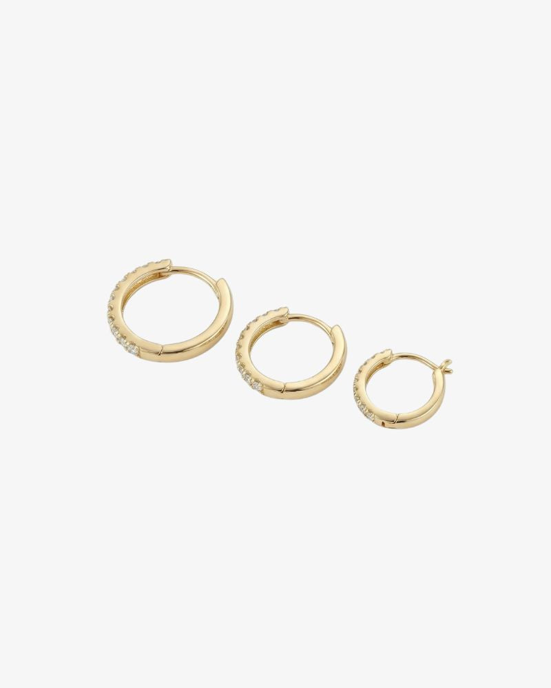 Small Pavé Gold Hoop Earrings Set