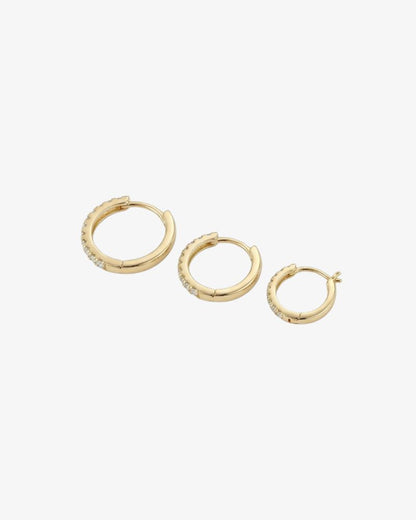 Small Pavé Gold Hoop Earrings Set