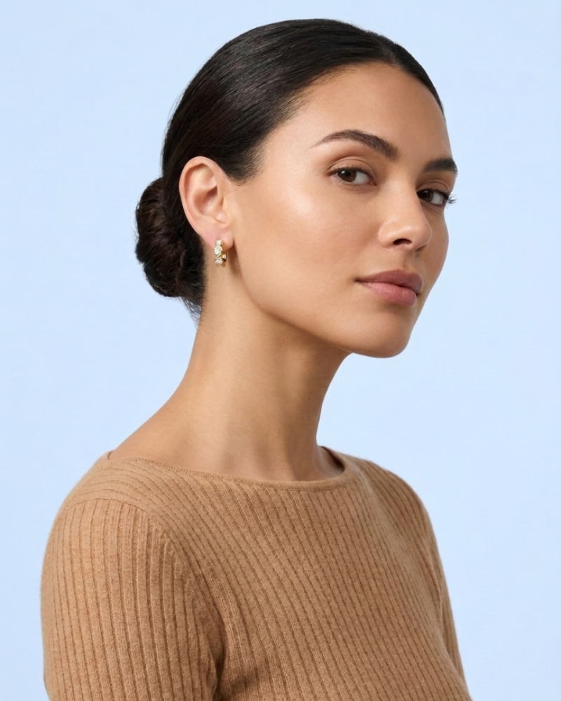 Linked Heart Huggies Earrings