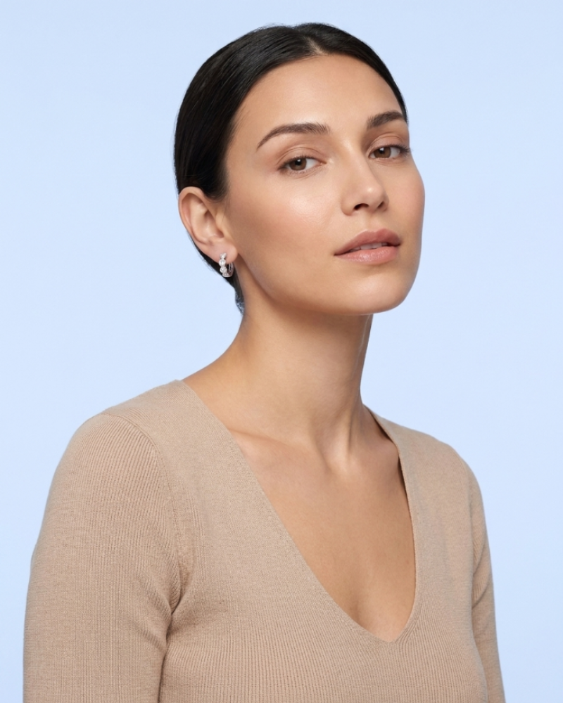 Linked Heart Huggies Earrings