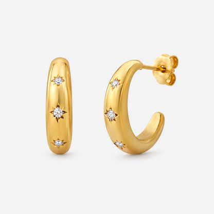 Astrid Gold Star Crescent Earrings