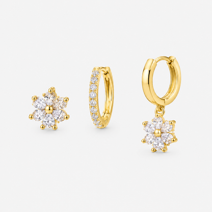 Daphne Floral Crystal Earrings Set