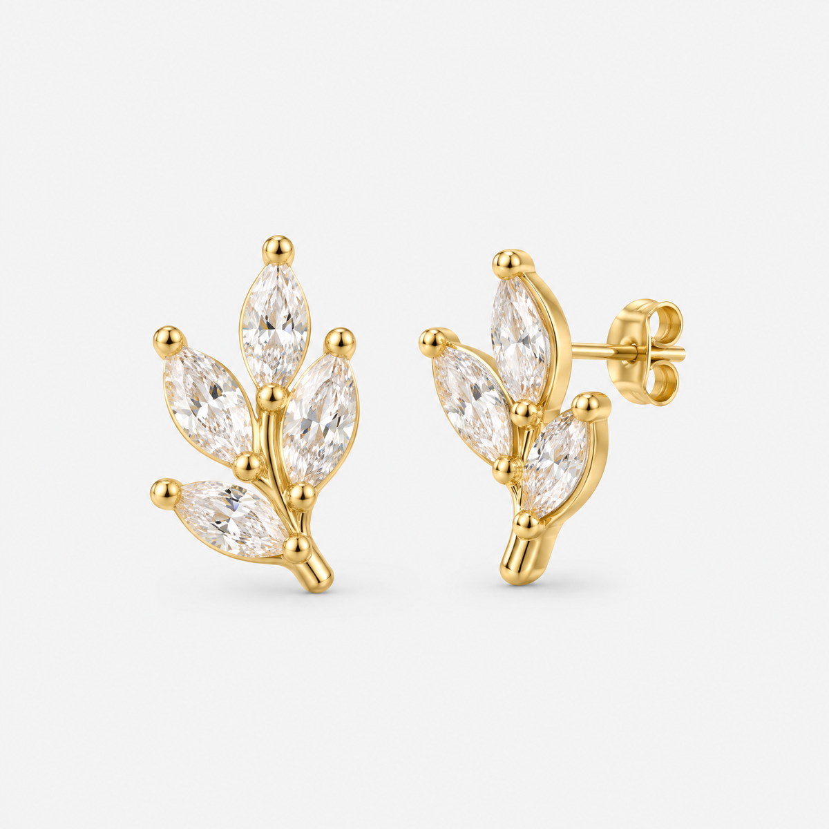 Hazel Gold Leaf Stud Earrings