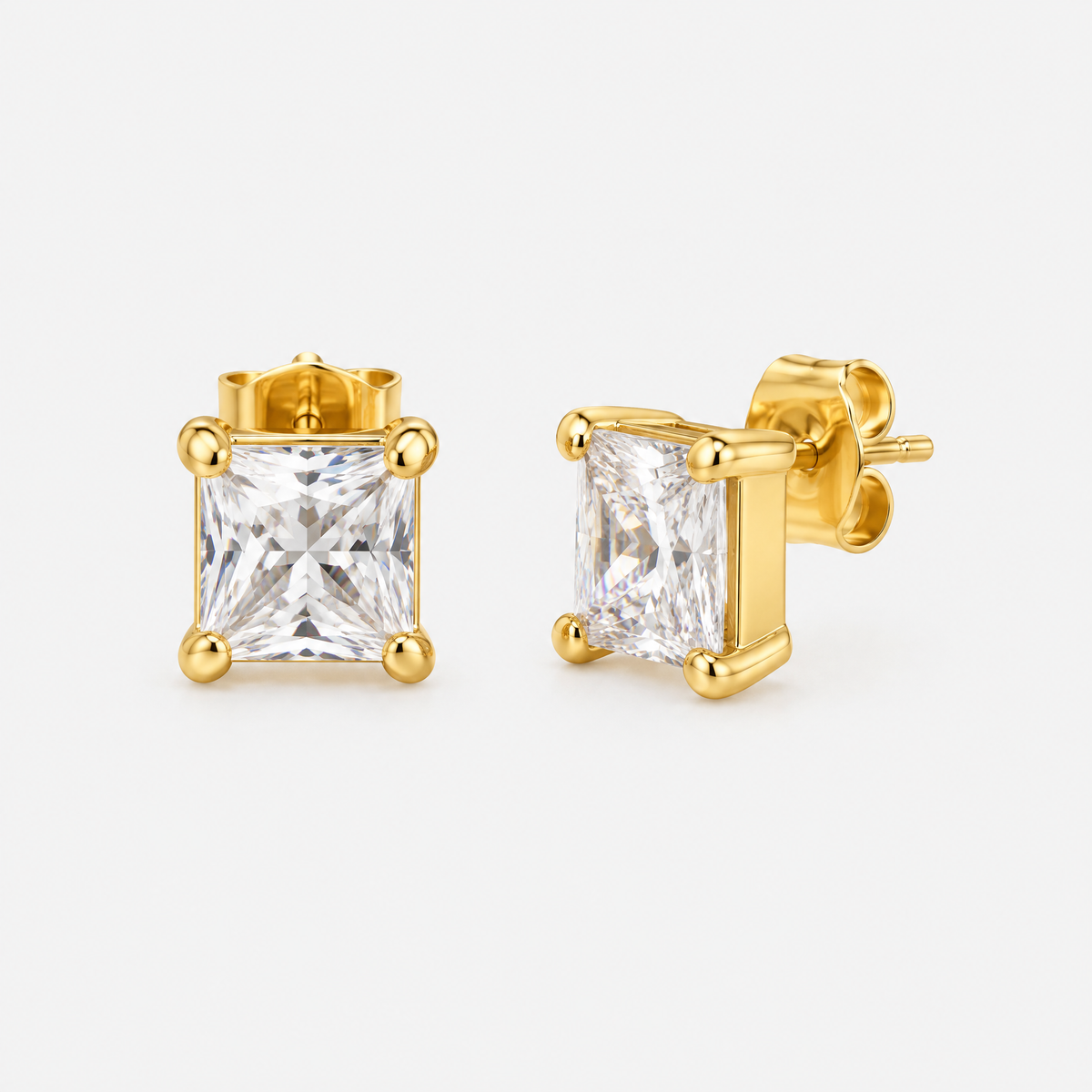 Nadia Gold Square Stud Earrings