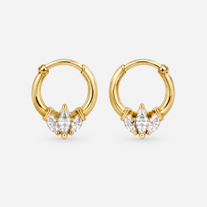 Mira Gold Crystal Huggie Earrings