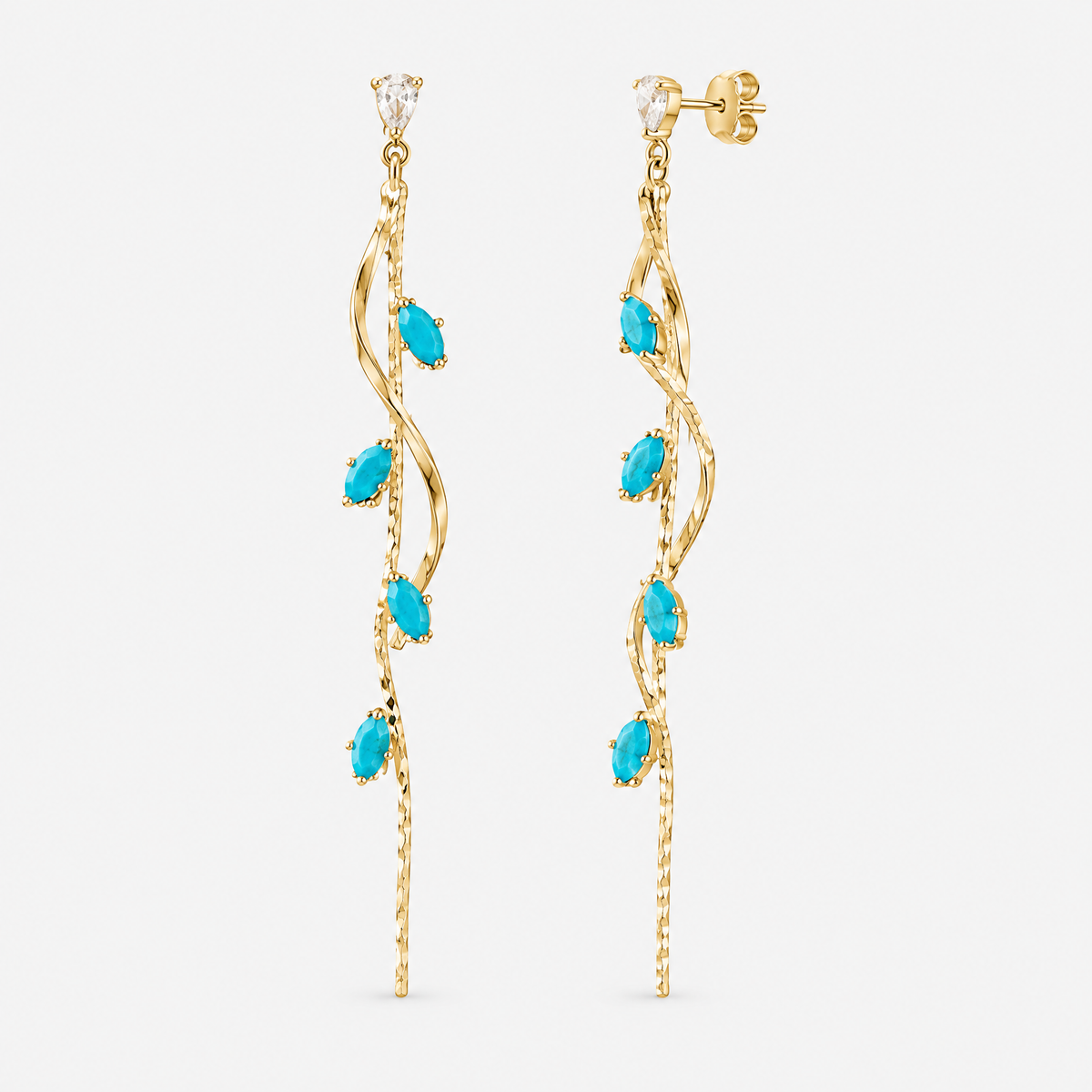 Iris Gold Turquoise Drop Earrings