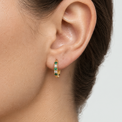 Violet Gold Crystal Hoop Earrings