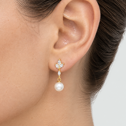 Vera Gold Pearl Drop Earrings