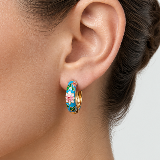 Blair Floral Gold Hoop Earrings