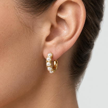 Maren Gold Pearl Huggie Earrings