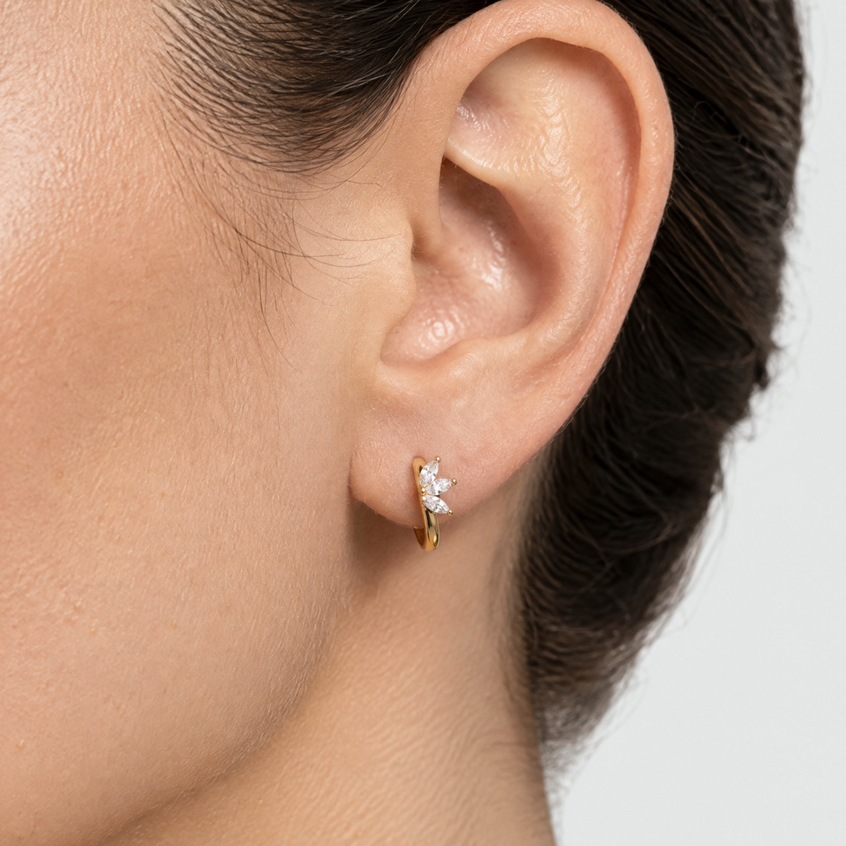 Mira Gold Crystal Huggie Earrings