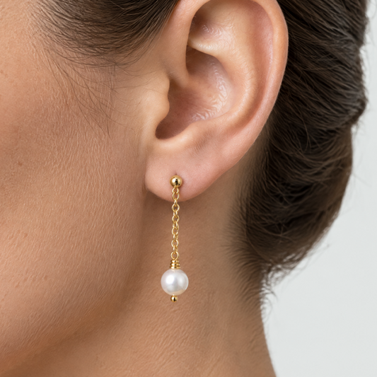 Maeve Gold Pearl Drop Earrings