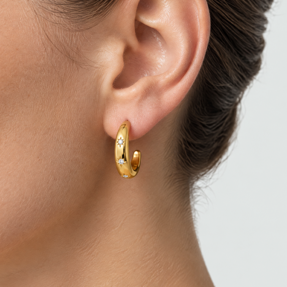 Astrid Gold Star Crescent Earrings
