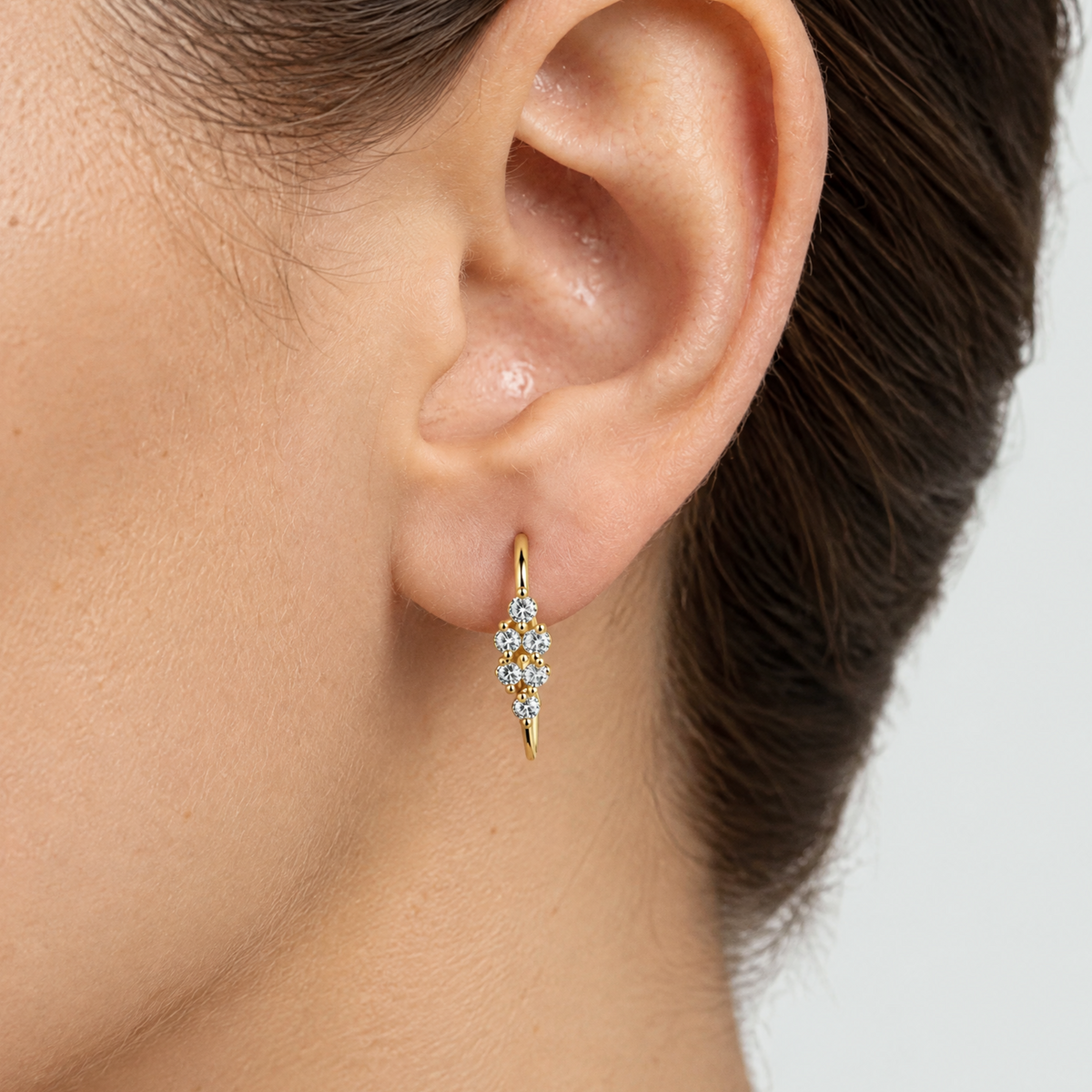 Coralie Crystal Cluster Earrings - Gold