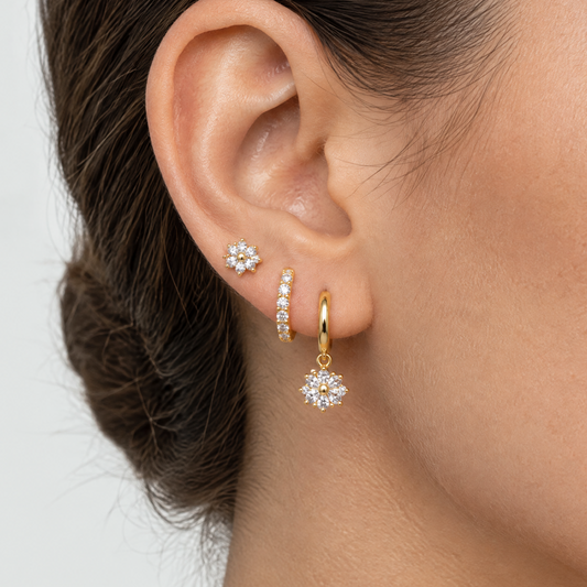 Daphne Floral Crystal Earrings Set