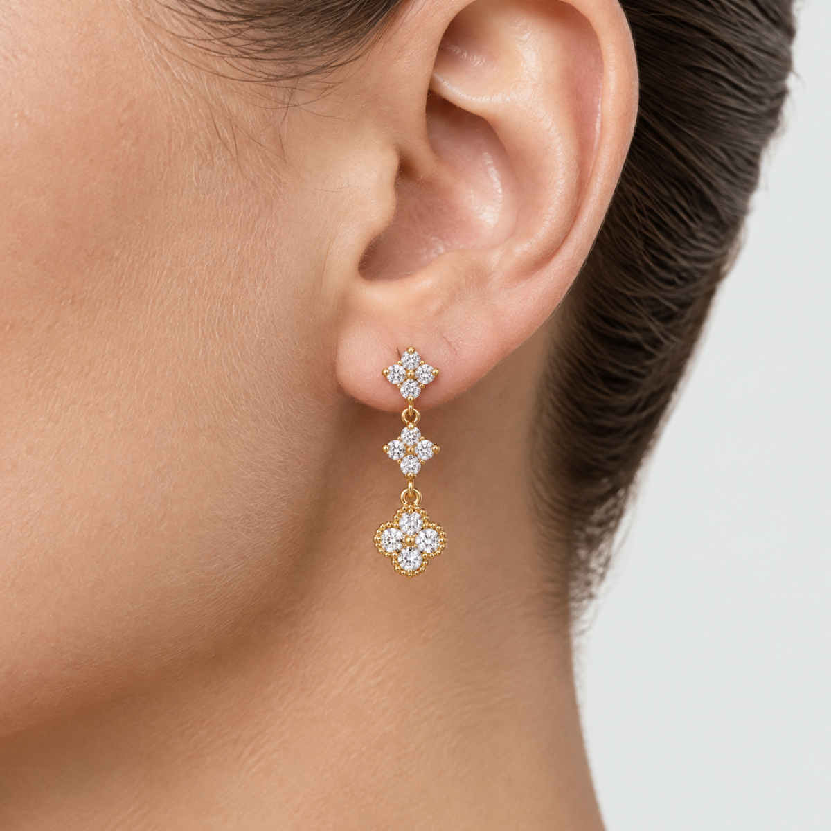 Rhea Gold Crystal Statement Earrings