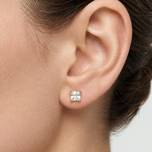 Nadia Gold Square Stud Earrings