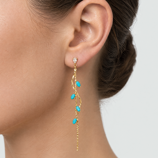 Iris Gold Turquoise Drop Earrings