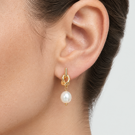Aria Gold Pearl Earrings