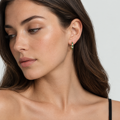 Violet Gold Crystal Hoop Earrings