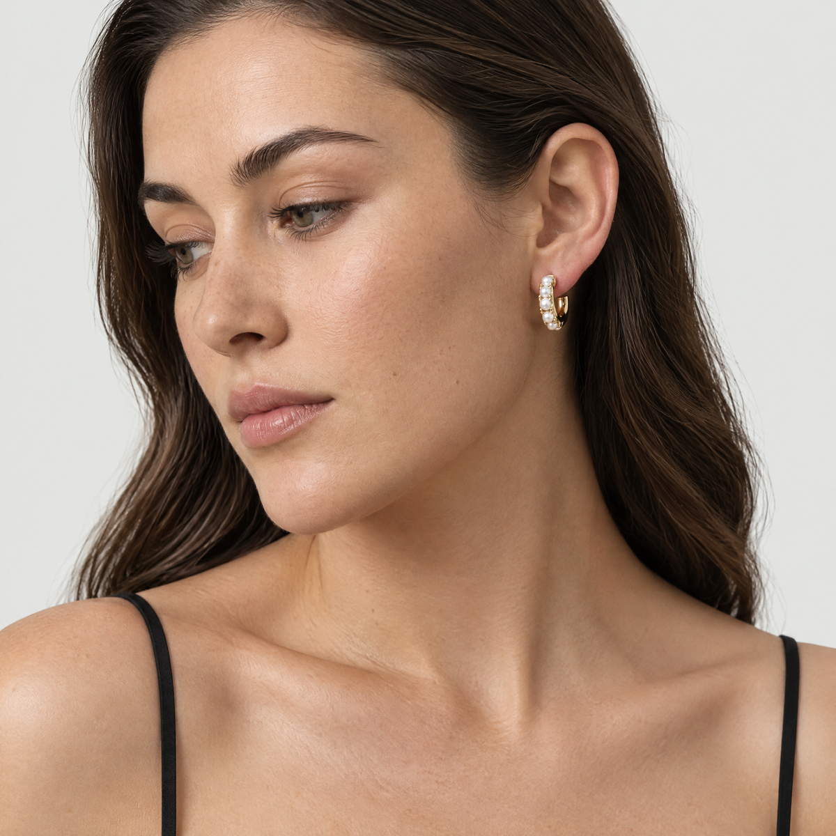 Maren Gold Pearl Huggie Earrings