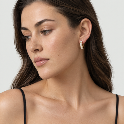 Maren Gold Pearl Huggie Earrings