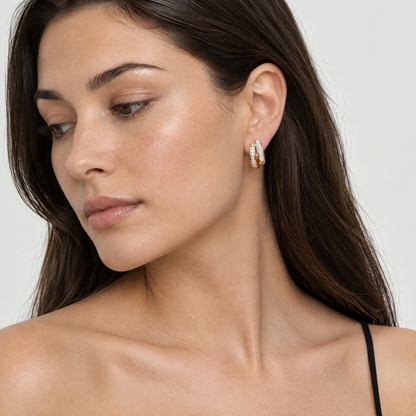 Ines Gold Crystal Hoop Earrings