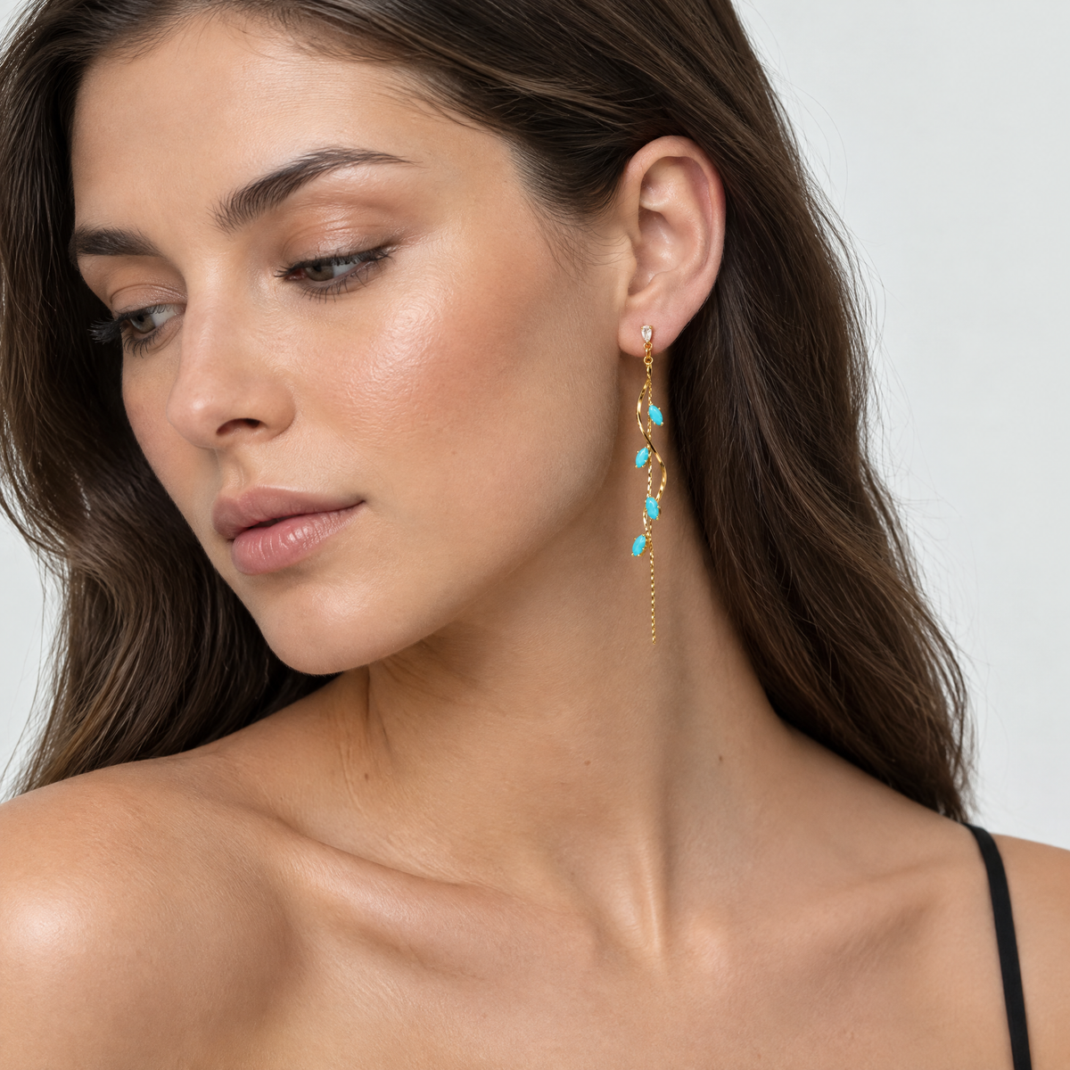 Iris Gold Turquoise Drop Earrings