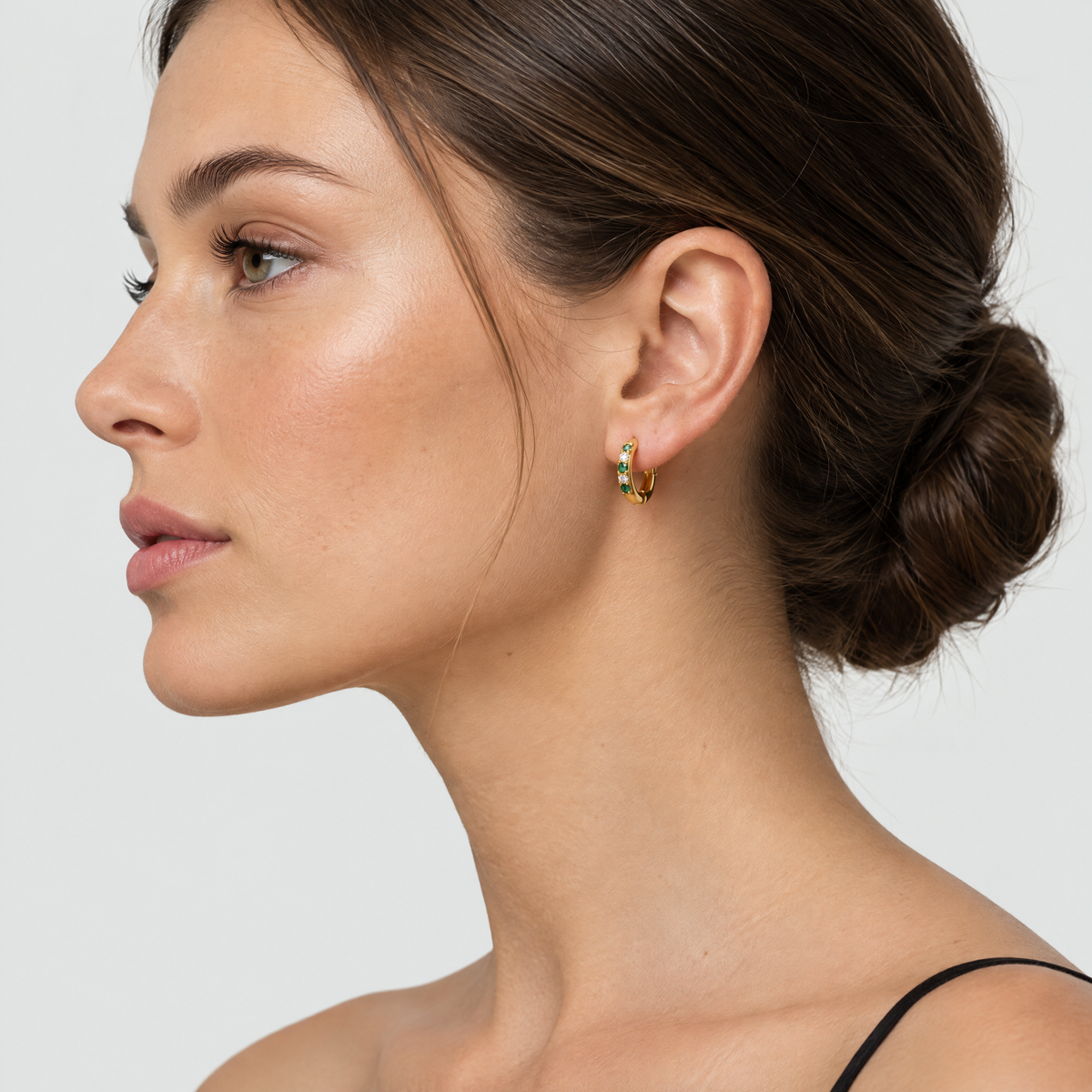 Violet Gold Crystal Hoop Earrings