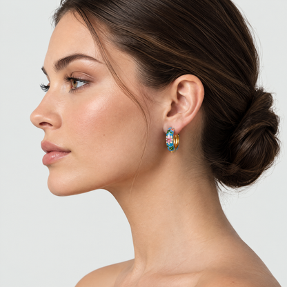 Blair Floral Gold Hoop Earrings