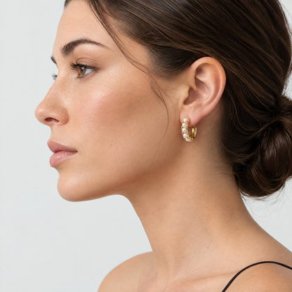 Maren Gold Pearl Huggie Earrings