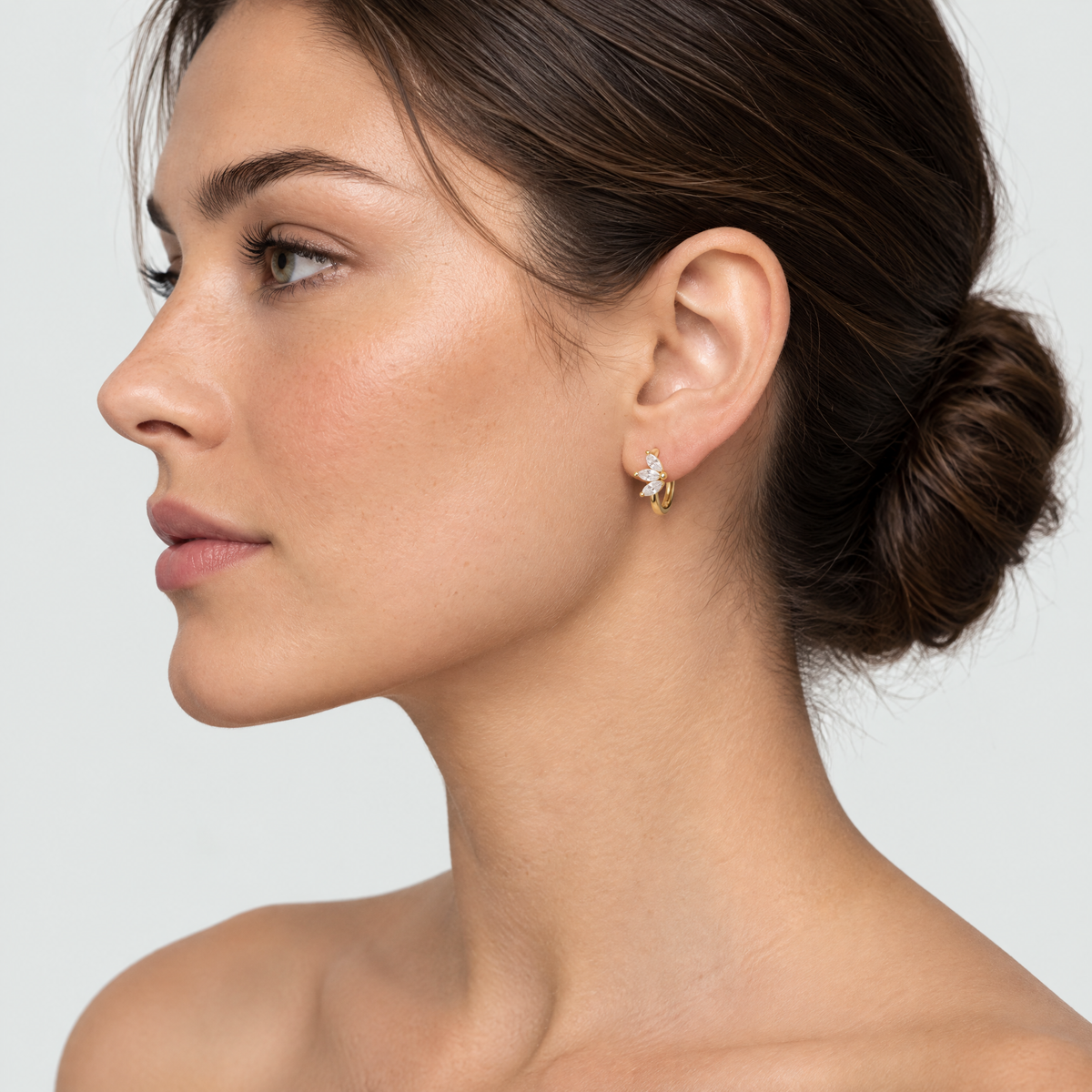 Mira Gold Crystal Huggie Earrings