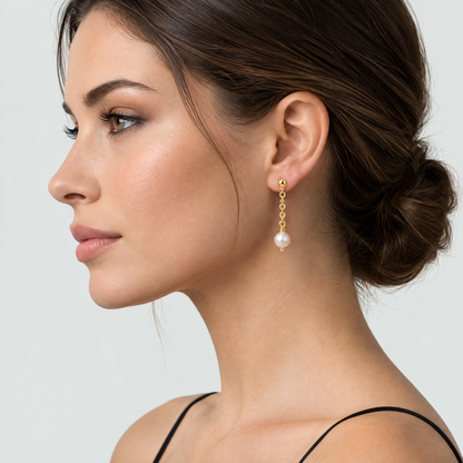 Maeve Gold Pearl Drop Earrings