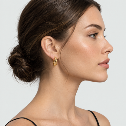 Astrid Gold Star Crescent Earrings