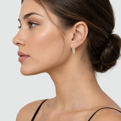 Coralie Crystal Cluster Earrings - Gold