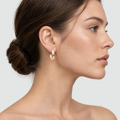 Paloma Gold Pearl Hoop Earrings