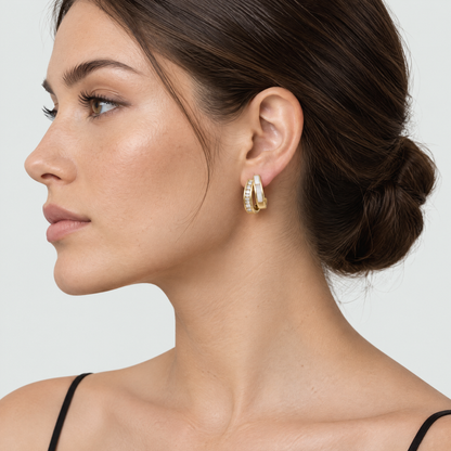 Ines Gold Crystal Hoop Earrings