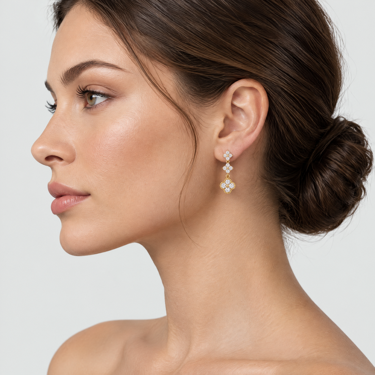 Rhea Gold Crystal Statement Earrings