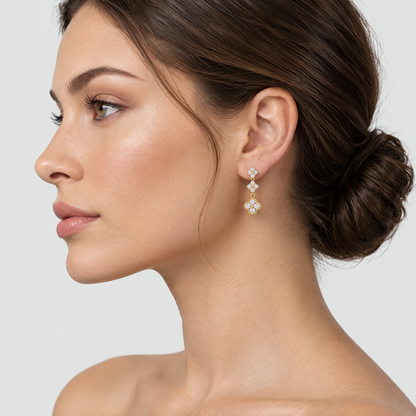 Rhea Gold Crystal Statement Earrings