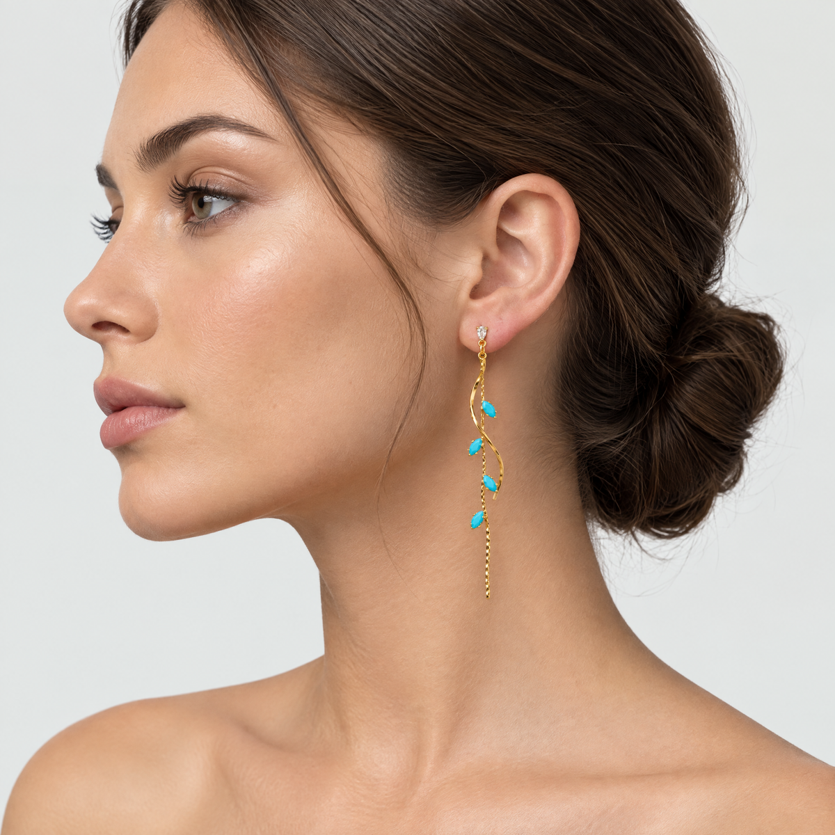Iris Gold Turquoise Drop Earrings