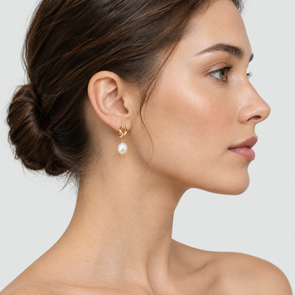 Aria Gold Pearl Earrings